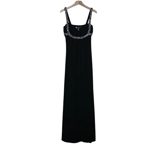 JS Boutique Women's 8 Black Rhinestone Embellished Evening Gown - Picture 2 of 11